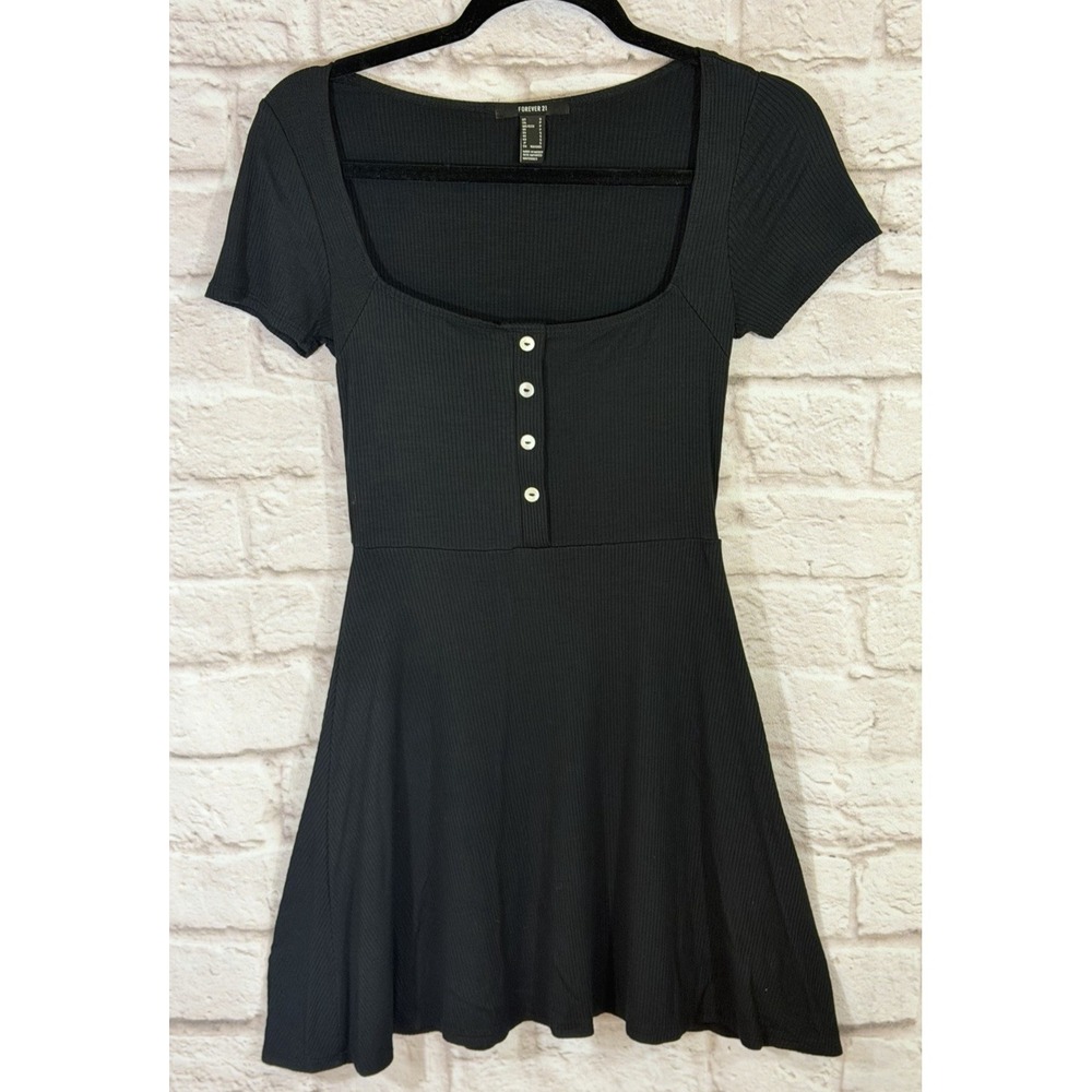 Forever 21 Babydoll Mini Fit Flare Dress S 90s Style Goth Witchy Punk Dark Fairy